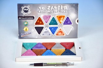 Voskovky trojboké MAGIC METALLIC, sada 10ks, mix barev