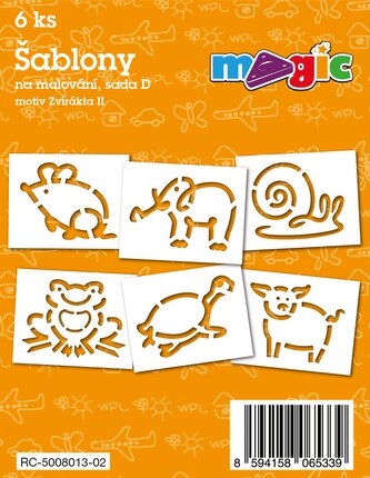 Papírové šablony MAGIC, 11 x 14cm, 6ks, sada D - Zvířátka II.