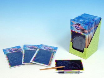 Škrábací obrázek duhový 15x10cm na kartě