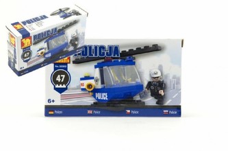 Stavebnice Dromader Policie Vrtulník 23202 47ks v krabici 16,5x9,5x4,5cm