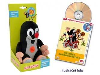 Krtek mluvící plyš 20cm na baterie se zvukem + DVD v krabici