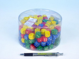 Hrací kostky dřevo společenská hra 1,6cm 200ks v dóze