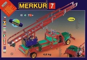 Stavebnice MERKUR 7 100 modelů 1124ks 4 vrstvy v krabici 54x36x6cm