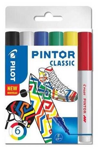 Set dekorativních popisovačů "Pintor F", 6 barev klasik, 1 mm, PILOT