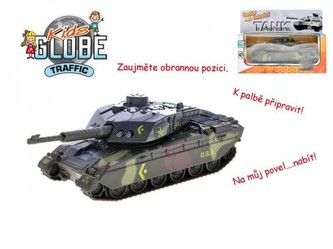 Tank kov 14cm česky mluvící na zpětné natažení na baterie se světlem v krabičce