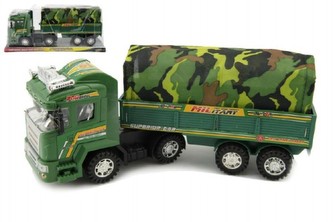 Auto vojenské plast 31cm na setrvačník v krabici