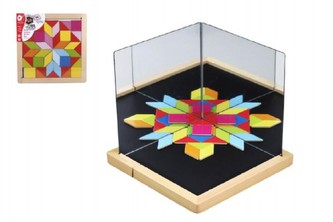 Magnetická tabulka se zrcadly dřevo 25x25x2,1cm 44ks