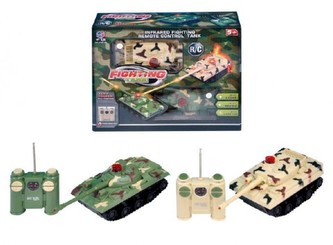 Tank RC 2ks 14x7x7cm na baterie 27MHZ a 40MHz se světlem se zvukem v krabici