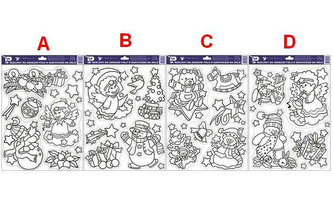 Předlohy na malování na sklo s vyvýšenou konturou - vánoční 38 x 30 cm