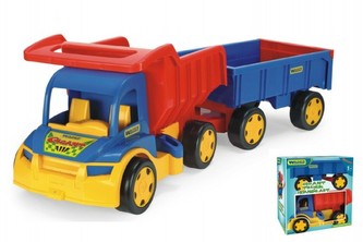 Auto Gigant Truck sklápěč + dětská vlečka plast 55cm v krabici Wader Auto Gigant Truck sklápěč + dětská vlečka plast 55cm v krabici Wader