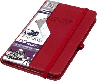 Kalendarz 2022 A6 Tyg. Techno czerwony ELEFANT