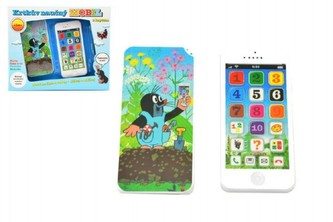 Krtkův naučný mobil telefon s krytem Krtek plast 13x6cm na baterie se zvukem v krabici 12m+