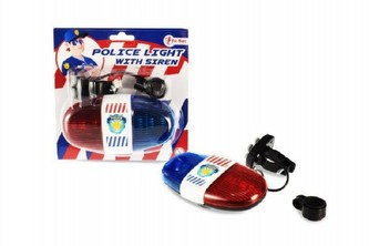 Policejní světlo na kolo plast 13cm na baterie se zvukem na kartě