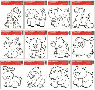 Předlohy na malování  na sklo s vyvýšenou konturou - zvířátka - 1 kus