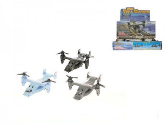 Vrtulník námořní 19cm kov zpětný chod na baterie se světlem a zvukem 3barvy 6ks v boxu