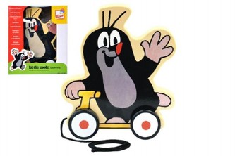 Krtek na kolečkách tahací dřevo 19cm v krabici