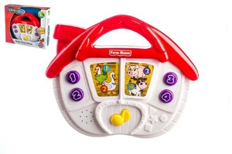 Domeček se zvířátky plast 24cm na baterie se zvukem v krabici 6m+