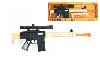 Samopal se zaměřovačem plast 57cm na baterie se zvukem se světlem v krabici