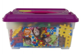 Stavebnice Blok plast 272 dílků + 8 koleček v plastovém boxu 38x19x26cm