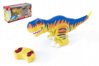 Dinosaurus chodící RC plast 38cm na baterie se zvukem se světlem  2,4GHz v krabici