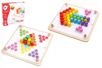 Mozaika kuličková, 63 kuliček, dřevěná deska s předlohami