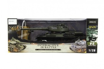 Tank RC plast 33cm T34/85 27MHz na baterie+dobíjecí pack se zvukem a světlem v krabici 40x15x19cm