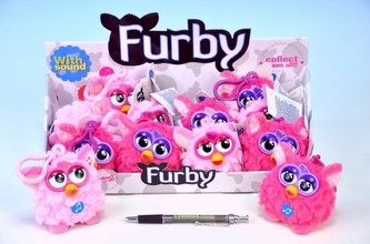 Přívěšek Furby plyš růžový 8cm na baterie se zvukem asst 2 druhy 12ks v boxu 10m+
