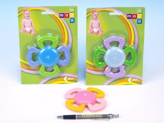 Kousátko květina Maamaa plast 11cm asst 3 barvy na kartě od 0 měsíců