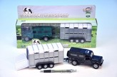 Auto Land Rover Defender 13cm kov s přívěsem 14cm na zpětné natažení asst 2 barvy v krabičce
