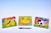Puzzle domácí zvířátka dřevěné 15x15x0,8cm asst 3 druhy 12m+