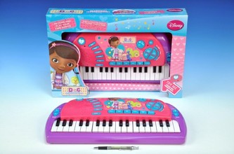 KMS Piánko nahrávací Doktorka Plyšáková 37 kláves 6 druhů hudebních nástrojů na baterie v krabici