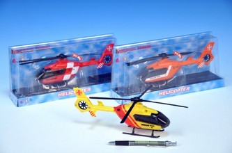 Vrtulník plast 21cm na baterie se světlem se zvukem asst 3 druhy v krabici