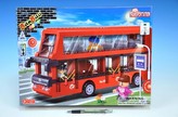 Stavebnice BanBao Autobus dvoupatrový 412ks + 3 figurky v krabici 40x30x7cm