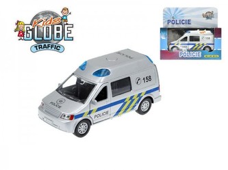 Auto policie kov 14cm na zpětné natažení na baterie 3xLR41 se zvukem se světlem v krabičce