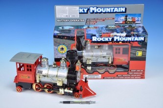 Lokomotiva/Vlak 33cm narážecí na baterie se zvukem se světlem v krabičce