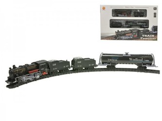 Vlak 15cm + 3 vagóny na baterie s dráhou se světlem a zvukem v krabičce