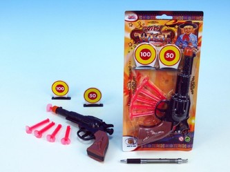 Pistole plast kovbojská s přísavkami s terči 21cm na kartě