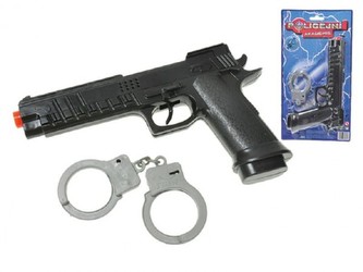 Pistole 22cm na setrvačník jiskřící + pouta na kartě
