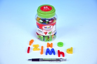 Magnetická písmena velká a malá plast 52ks v dóze