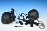 Policejní sada přilba helma samopal na setrvačník 38cm plast v síťce