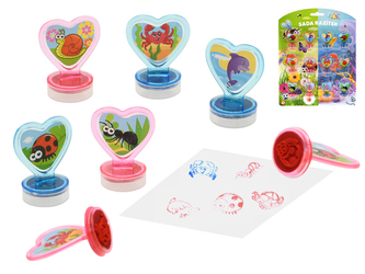 Razítka zvířátka plast 12kusů na kartě