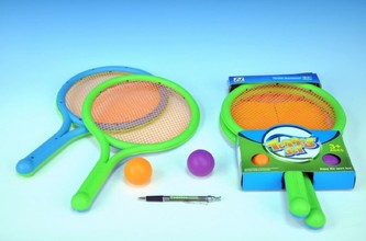 Pálky plážové plast 39cm 2ks + 2ks míčků v krabičce