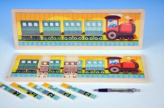 Vkládačka vlak/vláček dřevo 45x15x1cm od 12 měsíců
