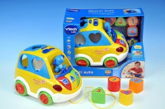 Mluvící auto vkládačka Vtech žluté česky mluvící 21x17cm na baterie 2xAA v krabici od 12 měsíců