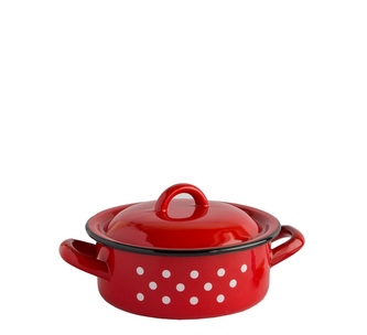 Kastrol s poklicí smalt červený/puntíky 18 cm 1,5 L