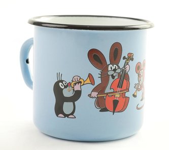 Krtek - hrnek smaltovaný 8cm, světle modrý/ muzikanti