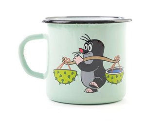 Krtek - hrnek smaltovaný 8cm, mátový/ kaštan