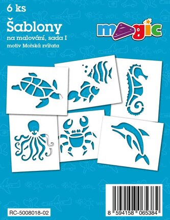 Papírové šablony MAGIC, 11 x 14cm, 6ks, sada I - Mořská zvířata