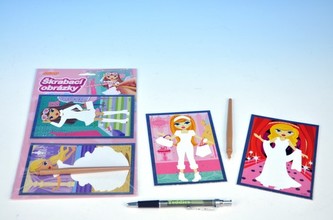 Škrábací obrázek modní návrhářka 10x15cm 2 obrázky na kartě