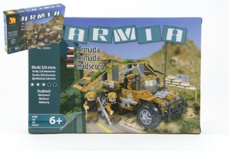 Stavebnice Dromader Vojáci Auto 22503 228ks v krabici 32x21,5x5cm
